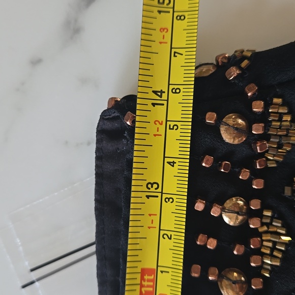 ASOS Black Gold Beaded Cape Top & Mini Skirt Set Embellished NWT Size 8 Boho - Picture 12 of 13